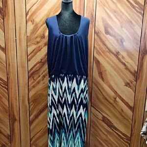 Go Coco Women's Solid Navy Blouson- Style Maxi Dress